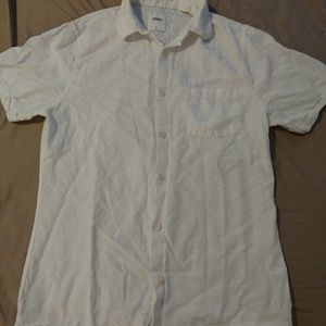White mens short sleave button down